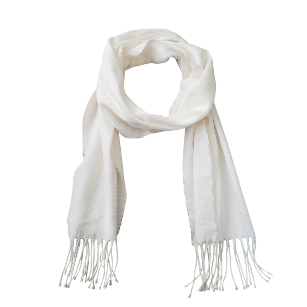 Cejon Acrylic White Muffler Scarf Unisex Made in Italy
